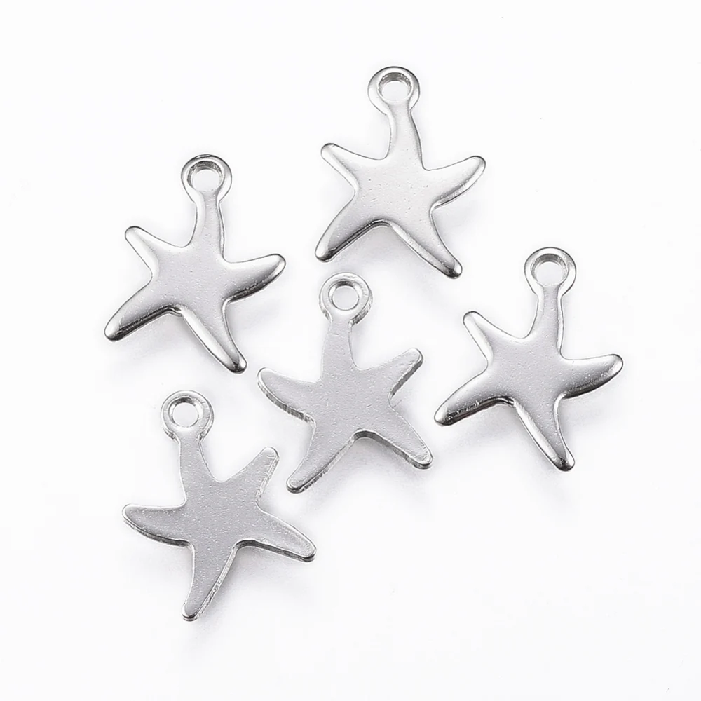 20Pcs Starfish Charms Resistant 304 Stainless Steel Charms Stainless Steel Color for Women DIY Necklace Bracelet Earring Jewelry