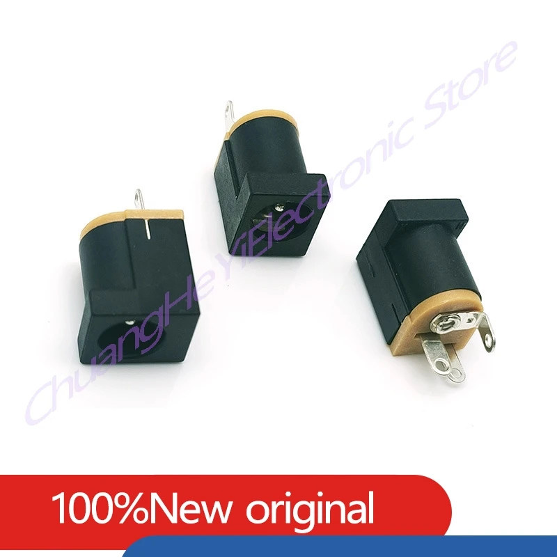100Pcs/Lot DC-012 5.5*2.1mm/5.5x2.1mm DC Power Socket Connector DC012 Panel Mounting Jack Adaptor 180 Degrees 3 Pin Copper/Iron