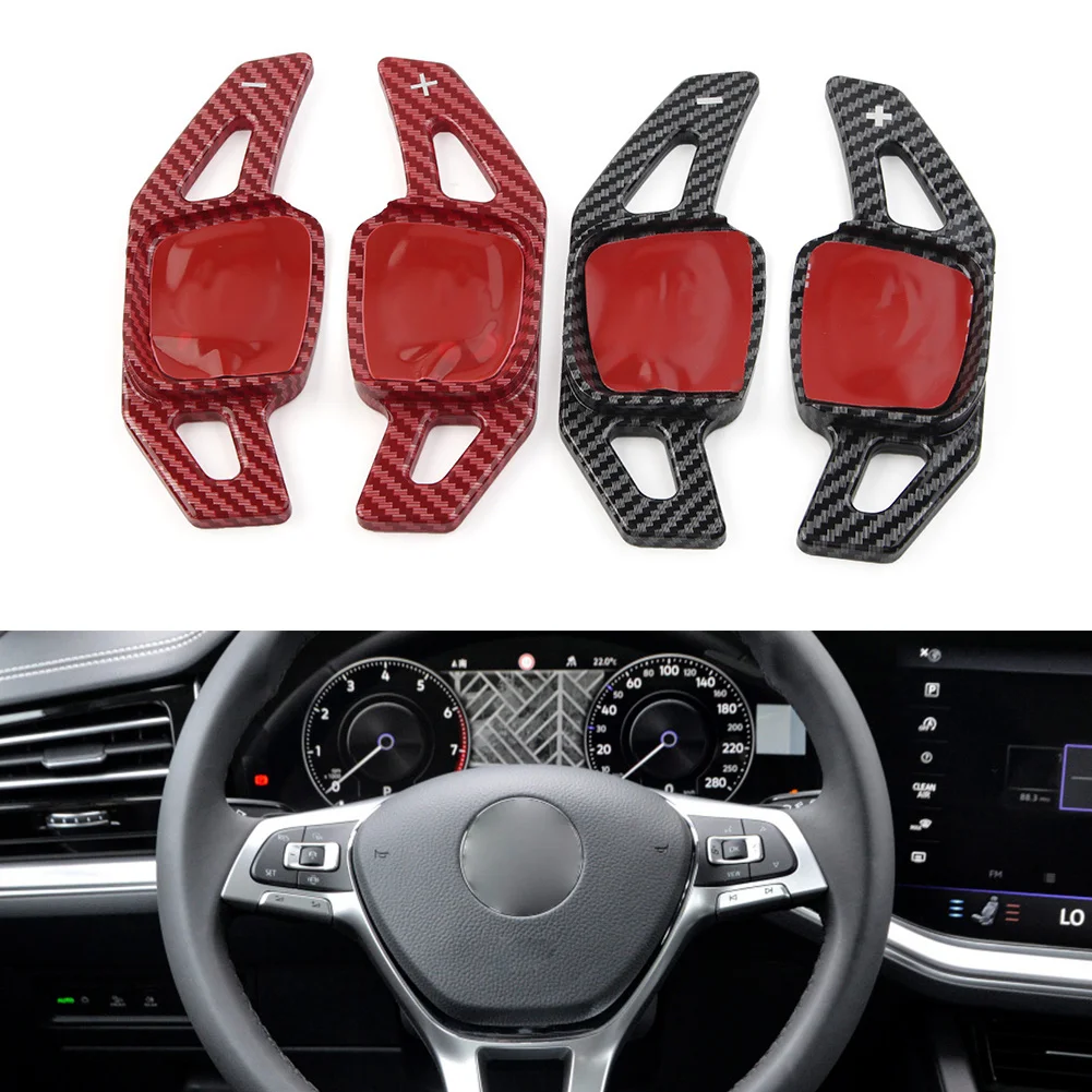 Carbon Fiber Look Car Steering Wheel Paddle Shifter Extension For VW Golf MK8 GTI/GTD/GTE/R-Line Polo Jetta Tiguan Atlas