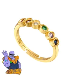 Marvel Avengers Ring Thanos Infinity Stones Ring Gold Color Creative Crystal Superhero Infinity Stones Ring Cosplay Jewelry Prop