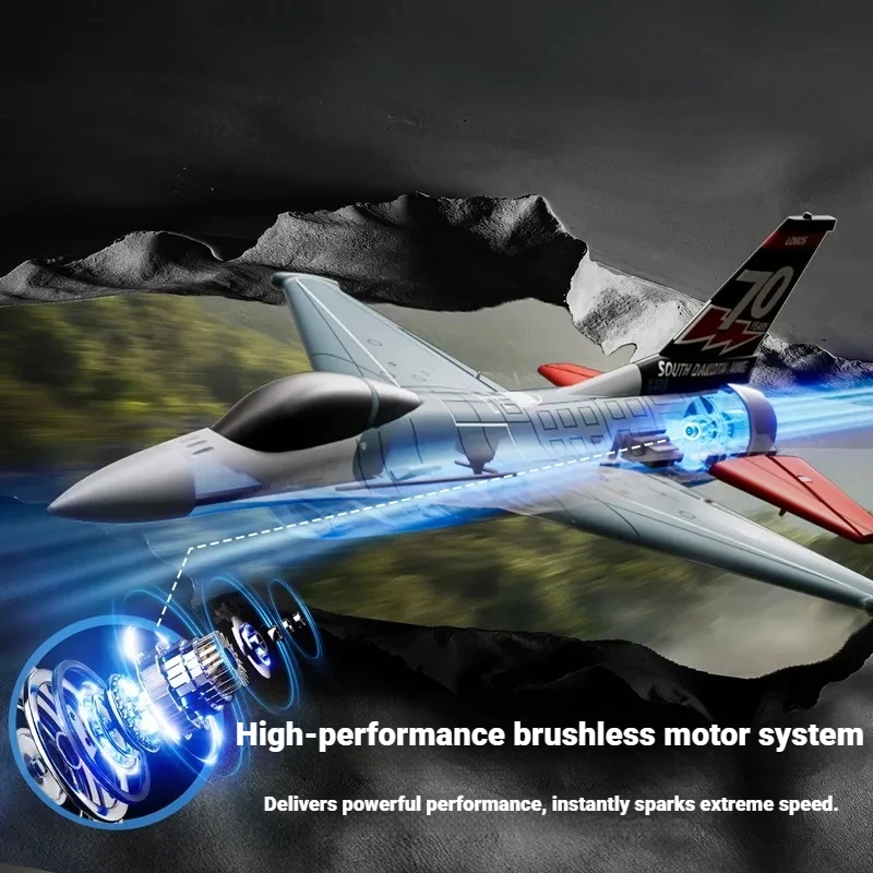 Oulance Rc Plane F -16 Ducted Fan Brushless Motor Fighter Aerobatic One Key Roll Outdoor Flying Adult Hobby Enthusiasts