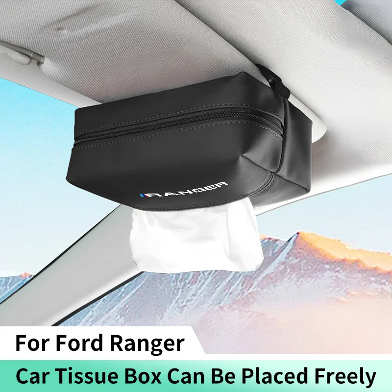 Car Sunshade Plate Tissue Storage Box for Ford Ranger T9 T6 Raptor Auto Seat Backrest Center Console Armrest Hanging Tissue Bag