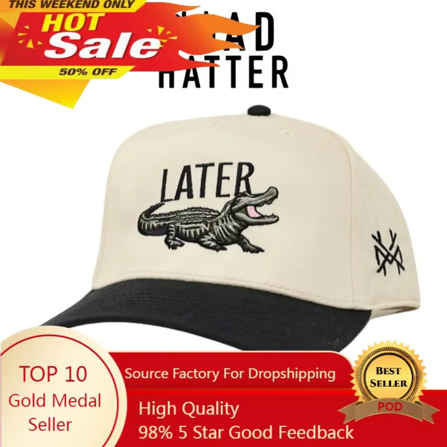 

Later Gator Embroidered Trucker Hat Snapback Baseball cap Fashion Dad Hats Adjustable Sunhat Outdoor caps