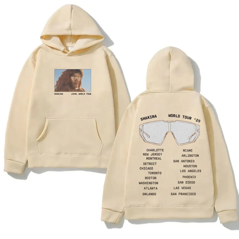 Harajuku LMYNL World Tour Sonnenbrille HOODIE Shakira Singer's Same Style Hochwertiger Moletom mit Kapuze Fleece Bequemer Kapuzenpullover