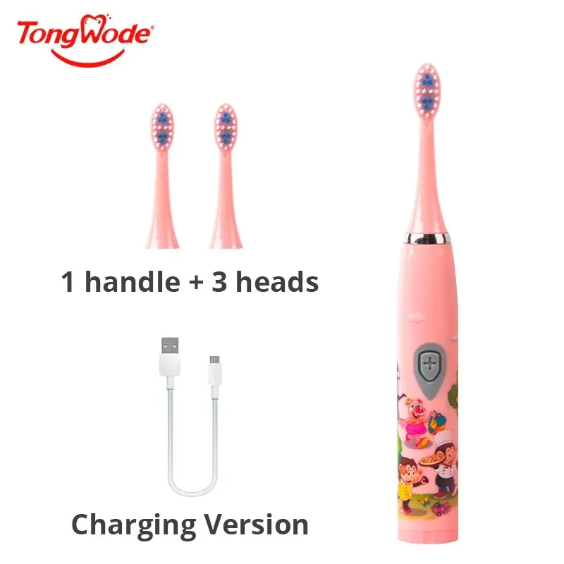 Kinder Sonic Elektrische Zahnbürste Bunte Cartoon Für Kinder USB Aufladbare Weiche Automatische Wasserdicht Mit Ersatz Kopf
