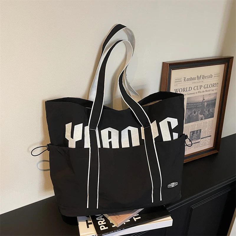 New Fashion Canvas Shoulder Bags For Women Trendy Casual color blocking Large Capacity Tote Purse soft lightweight Travel Bags