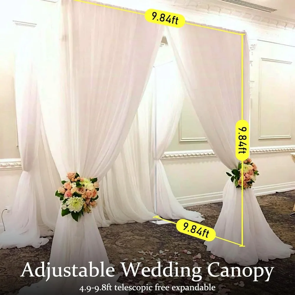 Adjustable 10ft Wedding Canopy Chuppah Mandap, Outdoor Wedding Backdrop Decorations Photo Booth Party Supplies - Hardware Kit