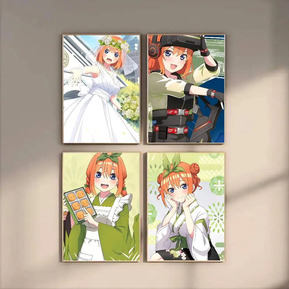 Nakano Yotsuba Animation Five Sisters Poster Art Sticky Wall Waterproof Home Living Room Bedroom Bar Aesthetic Decoration