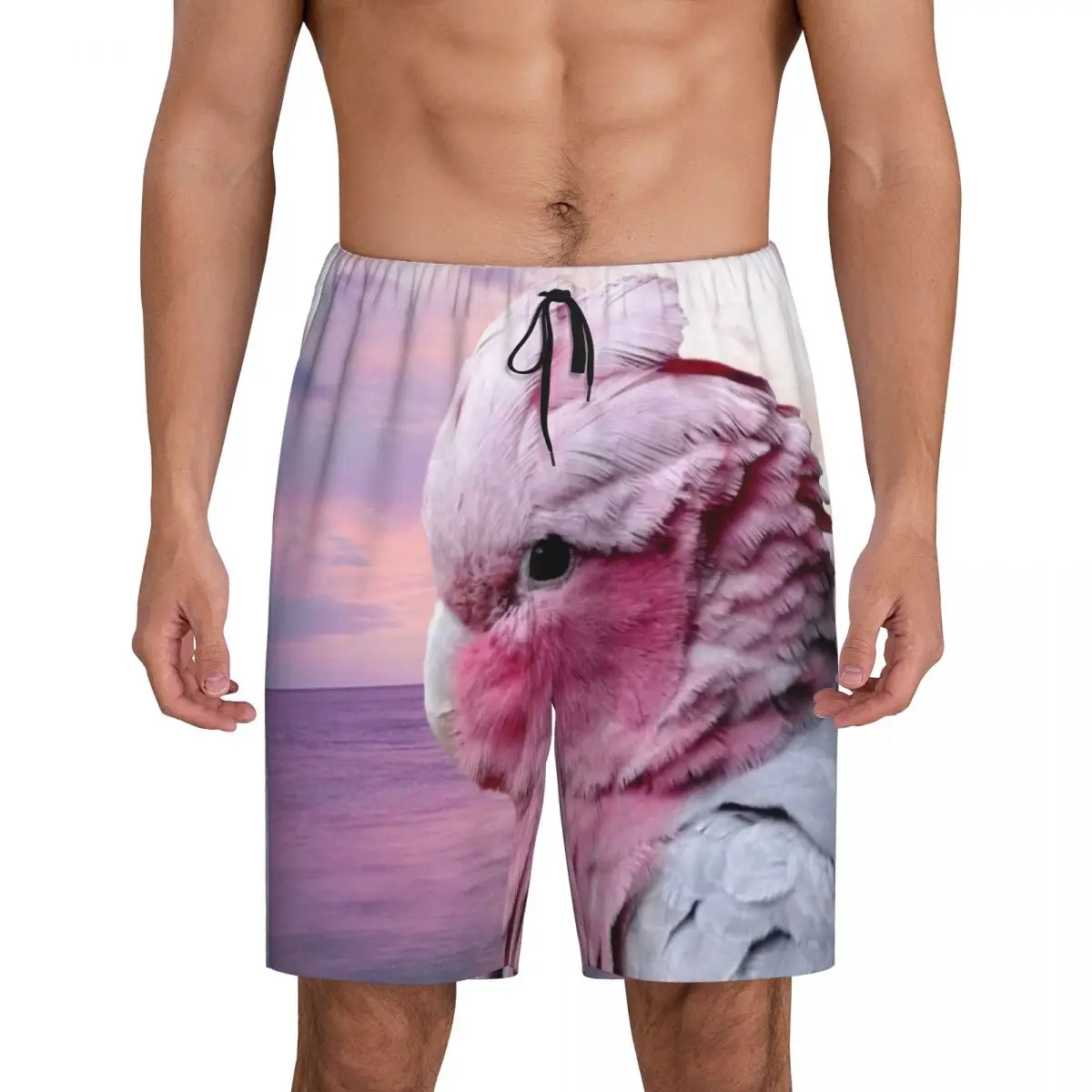 

Custom Parrot Galah Cockatoo Pajama Shorts for Men Bird Sleepwear Lounge Bottom Stretch Sleep Short Pjs with Pockets