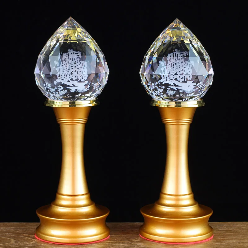 2P #   ديكور المنزل البوذية العرض ضريح مذبح العبادة تشاو كاي إله الثروة ضوء كريستال GUAN GONG TU DI GONG إله الأرض مصباح #4