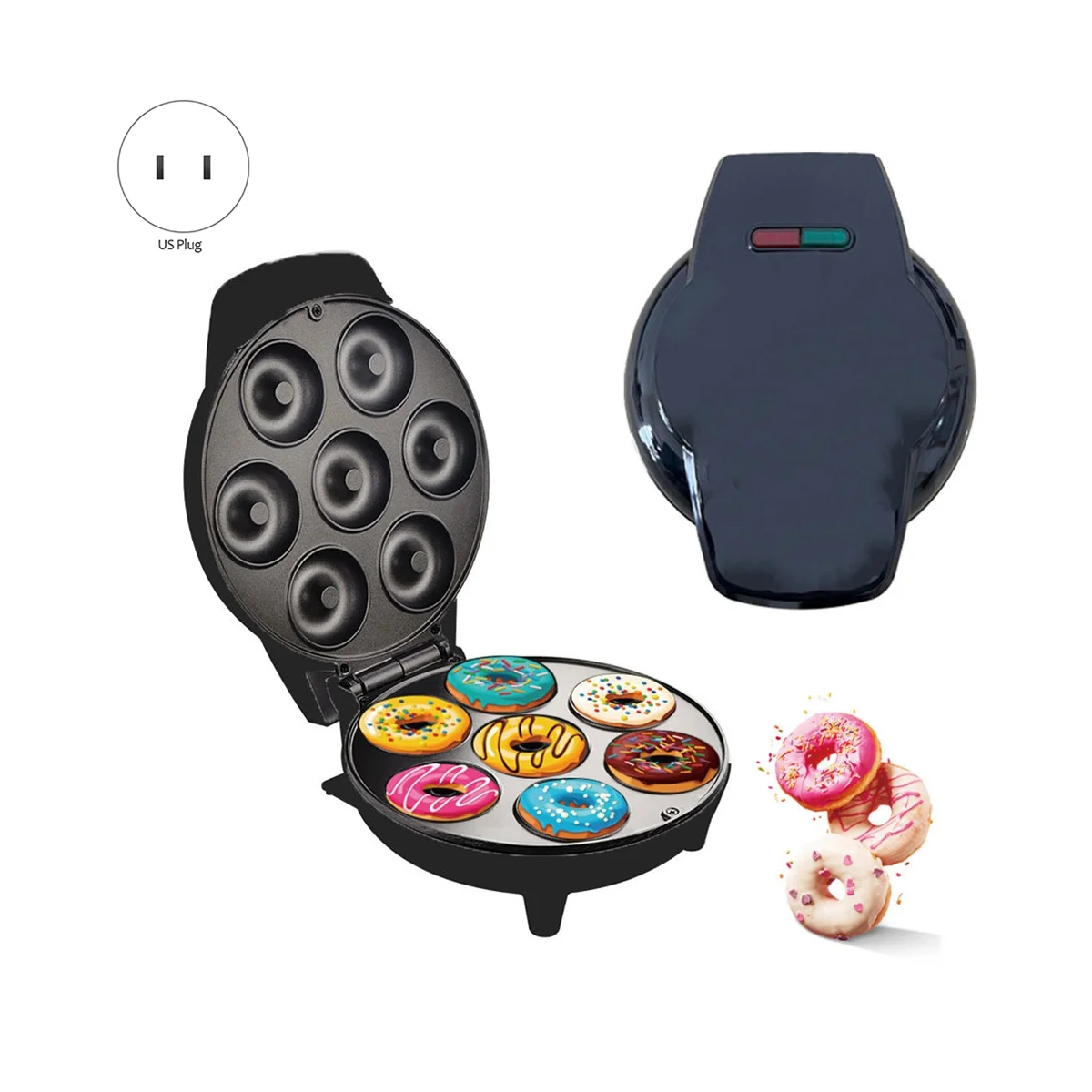Mini Donuts Machine 110V Donut Maker Machine DIY Thuisgebruik Mini Maker Zwart US Plug-ABLM