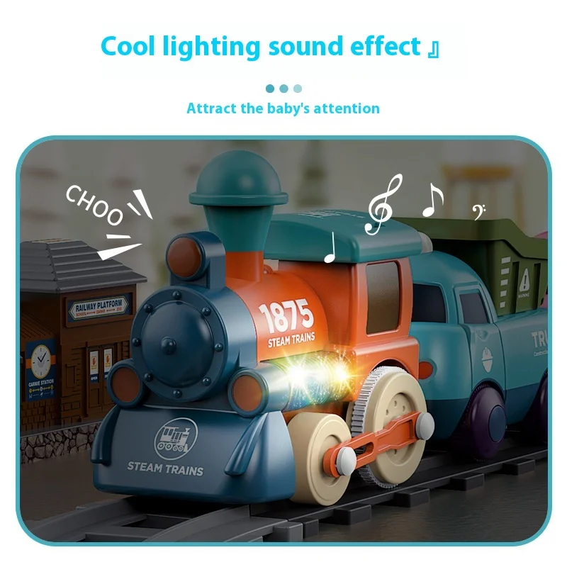 Coche ferroviario Color macarrón tren de juguete para niños luz eléctrica proyecto de dibujos animados coche ferroviario interacción entre padres e hijos juguetes regalos