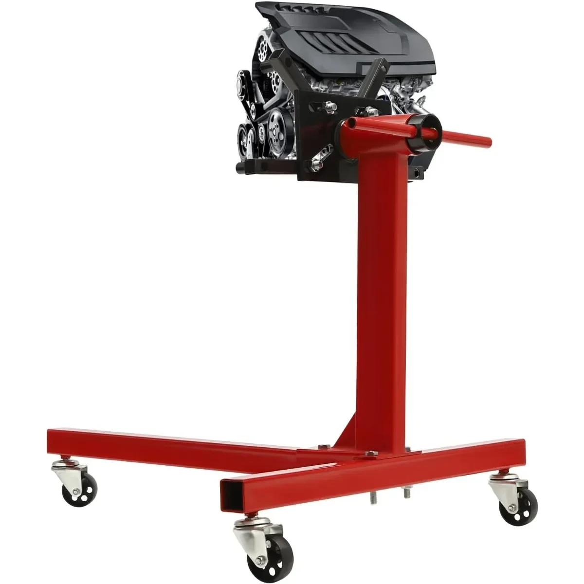 Engine Lift Stand 750LBS Capacity Heavy Duty 360° Rotating Engine Stand with 3 Wheels&4 Adjustable Arms Lift for Auto Repair