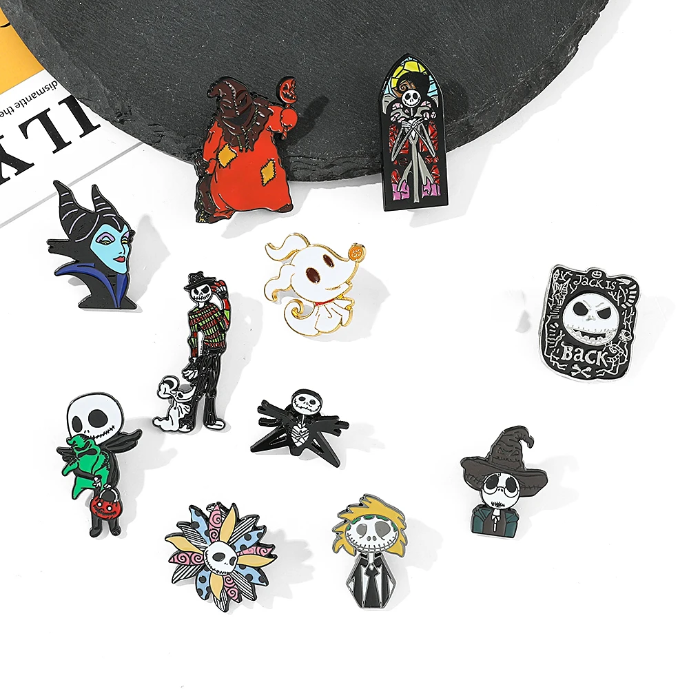 ديزني الكابوس قبل عيد الميلاد التلبيب شارات على ظهره بروش معدني المينا دبوس الملابس الجينز الملابس الكرتون المجوهرات