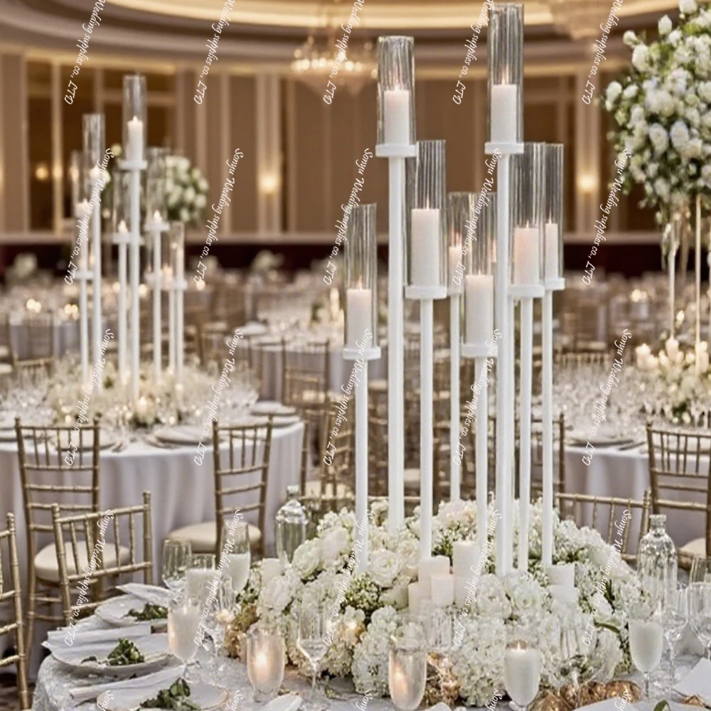 

5-10pcs)30f 10 arms black/White Metal flower Display Pedestal floral Plinth stand for Wedding Events Party tabletop Decoration