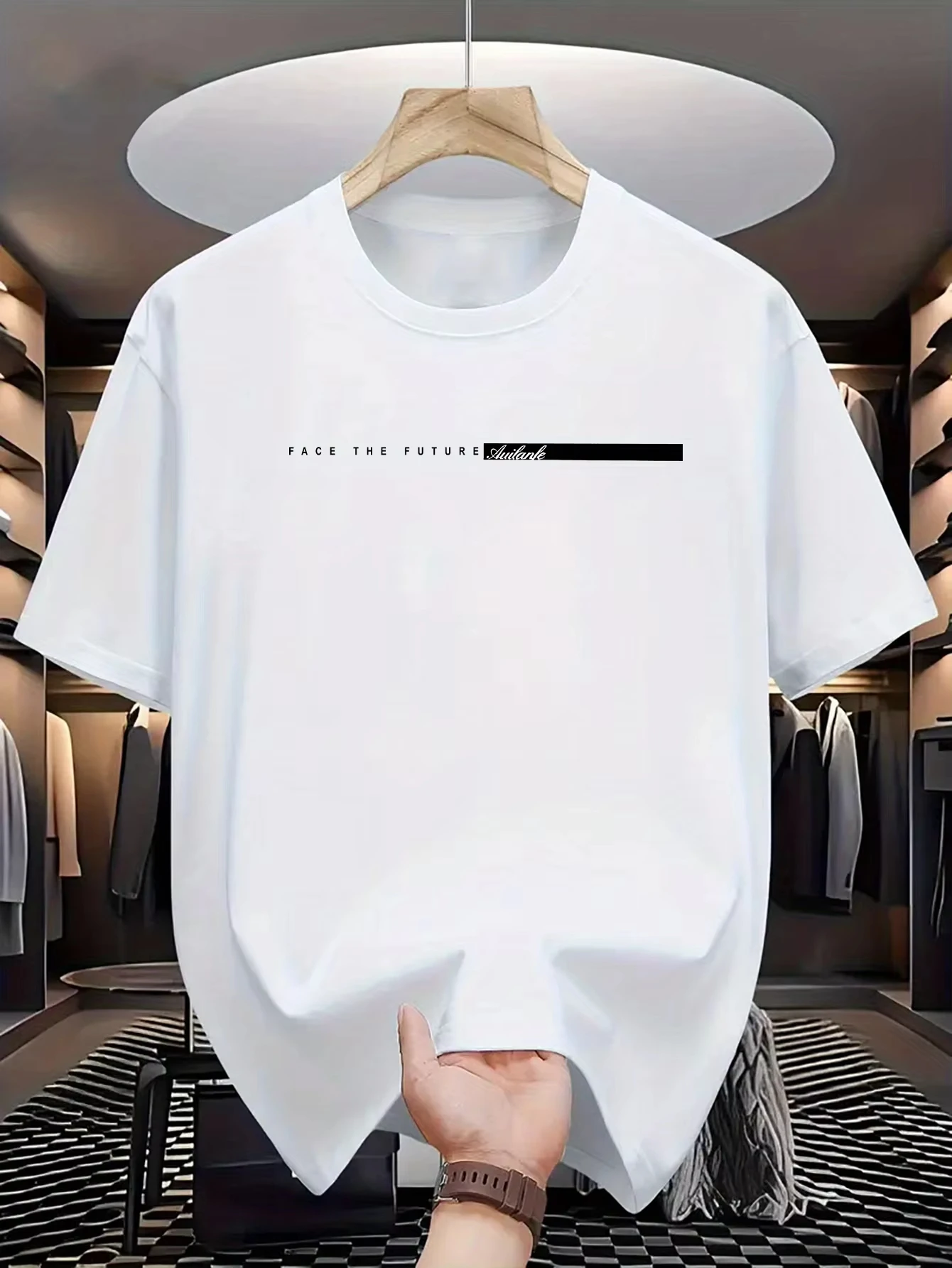 

Casual Men's Shirts High Quality Cotton Loose Fit Large Letter Print O-Neck Short Sleeved T-Shirt High Street Unisex Style Tees