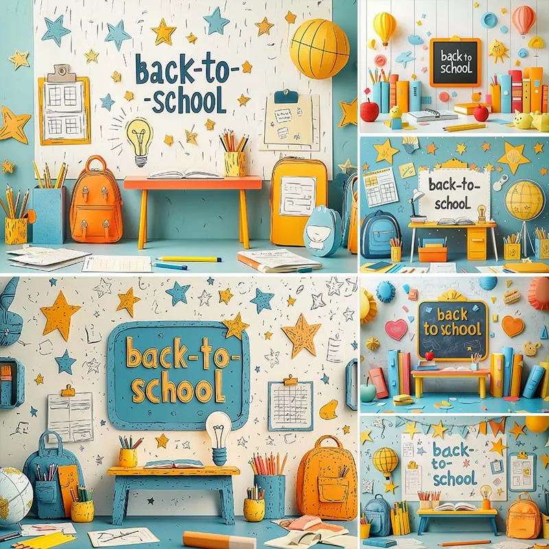 

LS Back to School Bus Background Photography Classroom Pencil Graffiti Backdrop Kid Birthday Student Cake Smash Photobooth