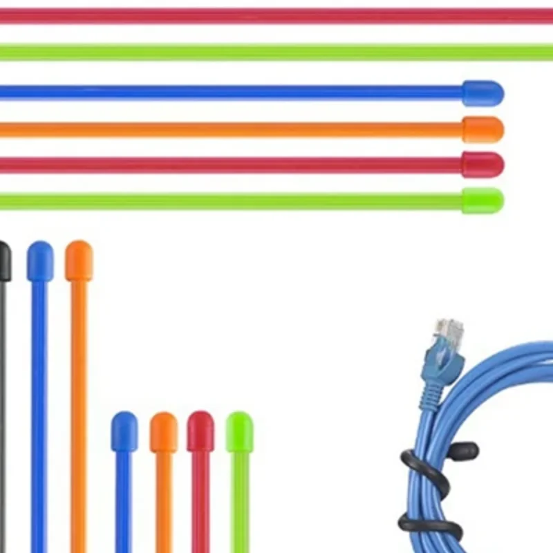 5PCS Silicone Zip Ties, Steel Core Silicone Twisted Ties, Reusable Rubber Twisted Ties, Cable Ties For Organizing
