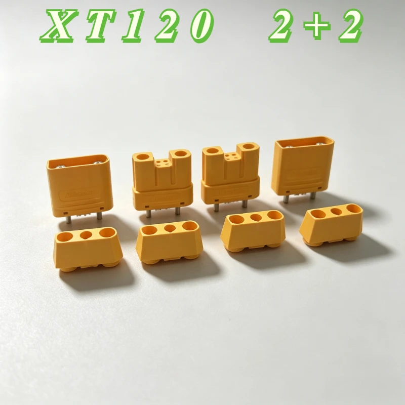 60A XT120-M/F 4-pin Charging Plug Terminal Block with Signal Pin XT120 2+2 Waterproof Lithium Battery Model Airplane Connector