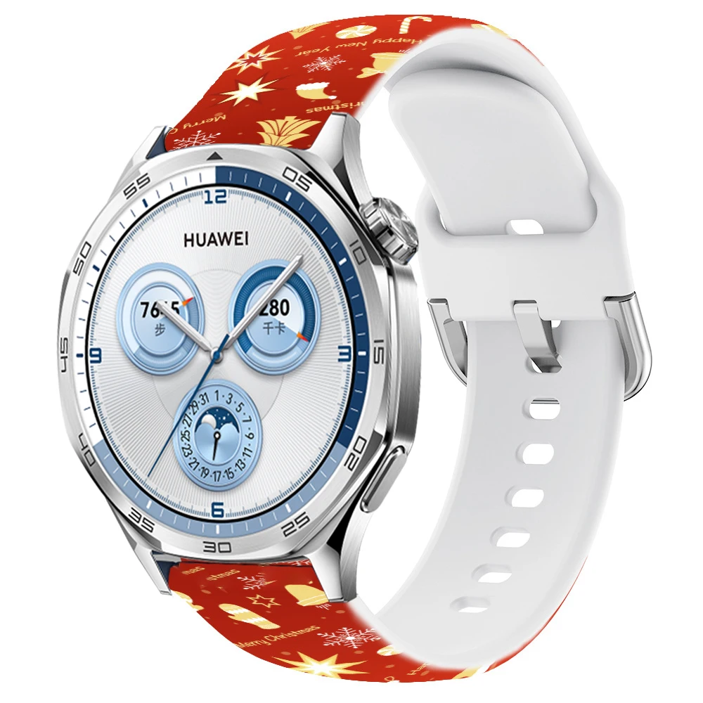 Tali Natal 22Mm 20Mm untuk Jam Tangan Huawei 4 Pro/GT5 4/GT5 Pro 46Mm Gelang Silikon Olahraga untuk Amazfit GTR 47Mm/GTS 4/Stratos