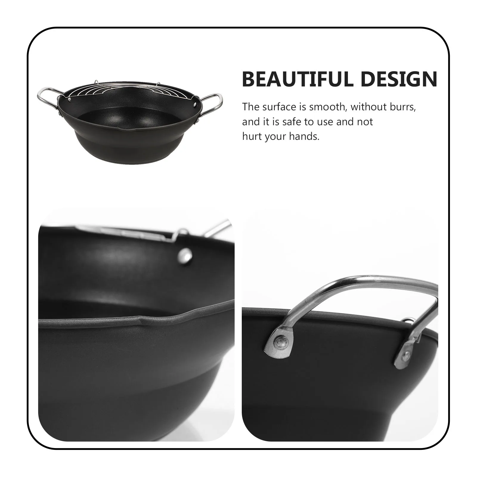 

1 pc Japanese Tempura Fryer Mini Non-Stick Frying Pan Portable Deep Fry Pot For Induction Drainable Stainless Steel Kitchen