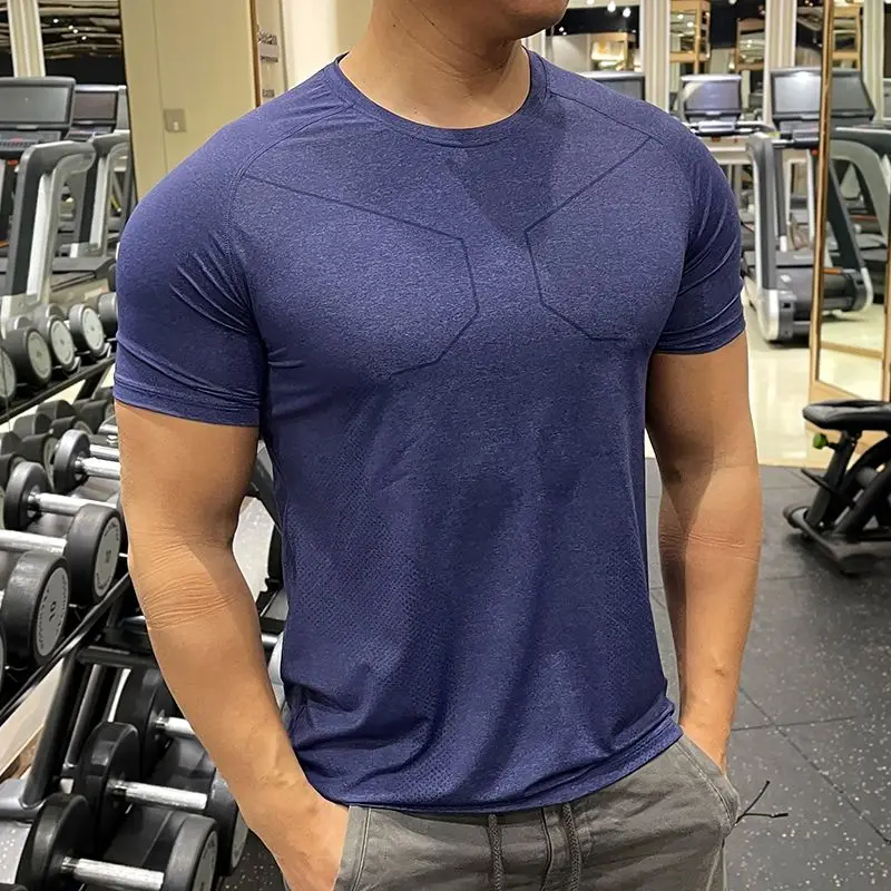 Mens Quick Dry Fitness T Shirt Summer Short Sleeve Gym Compression Training Top