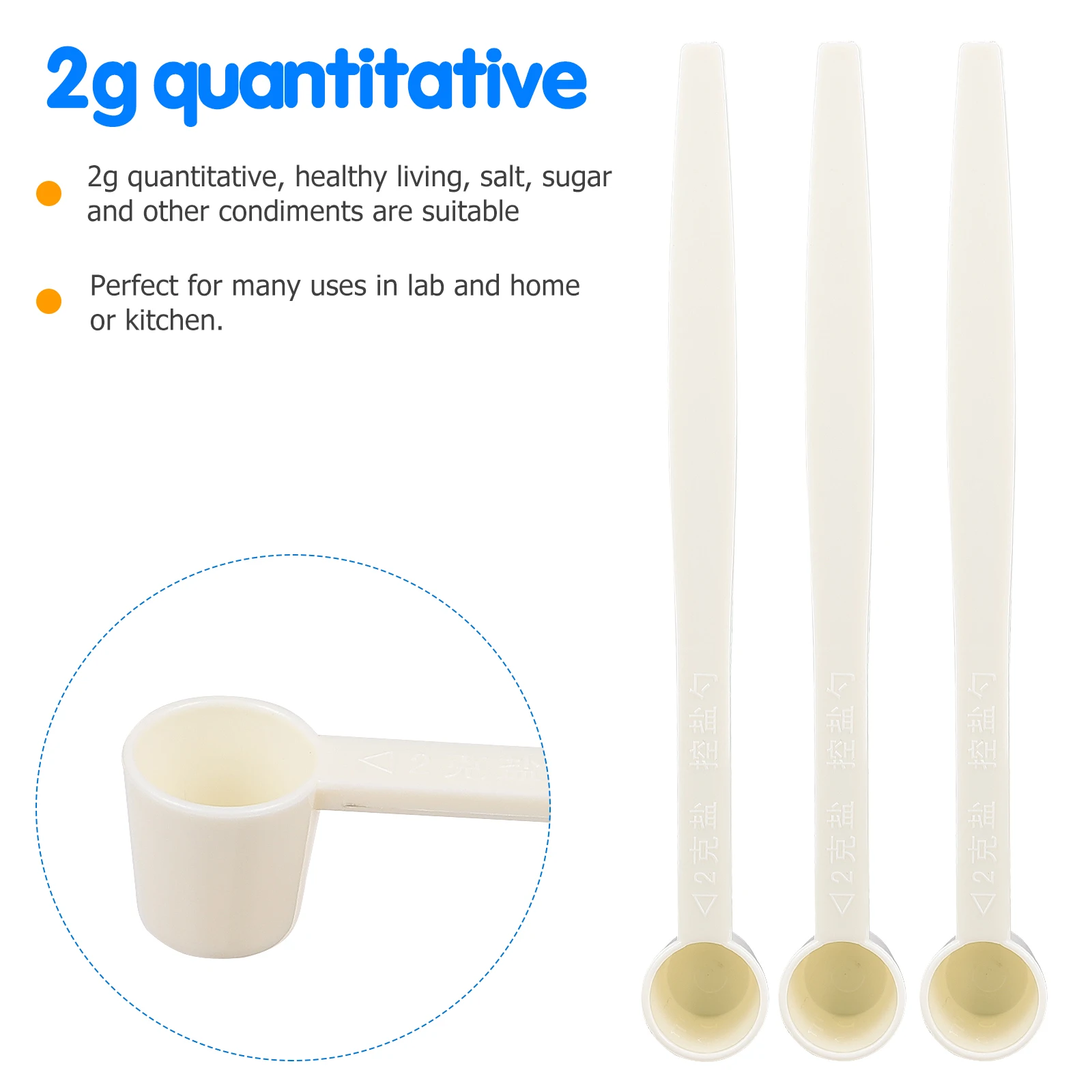 

50pcs Salt Scoops Plastic Spoons Sturdy Long Handle Condiments Powder Measuring Sampling Mini Scoops Kitchen Gadgets 2G