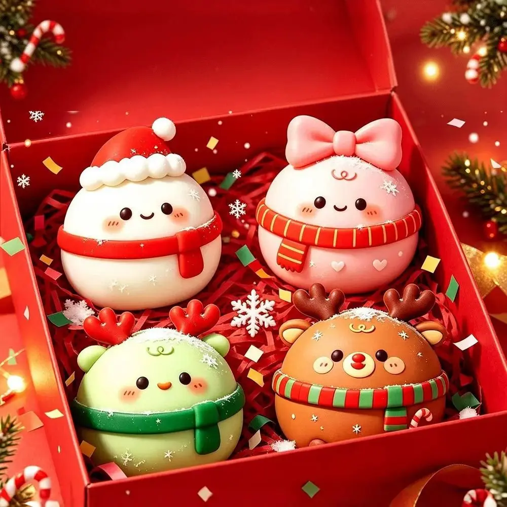 Colorful Design Squeeze Stress Balls Low Rebound Snowman Shape Dumpling Squeeze Toy Reusable Material Santa Claus Shape