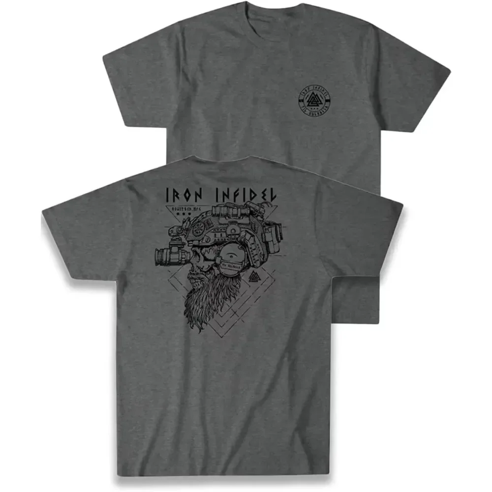 

Рубашка Til Valhalla 2025 года, тактическая футболка с черепом American Beard Warrior, новая хлопковая футболка с коротким рукавом и круглым вырезом, повседневный мужской и женский топ