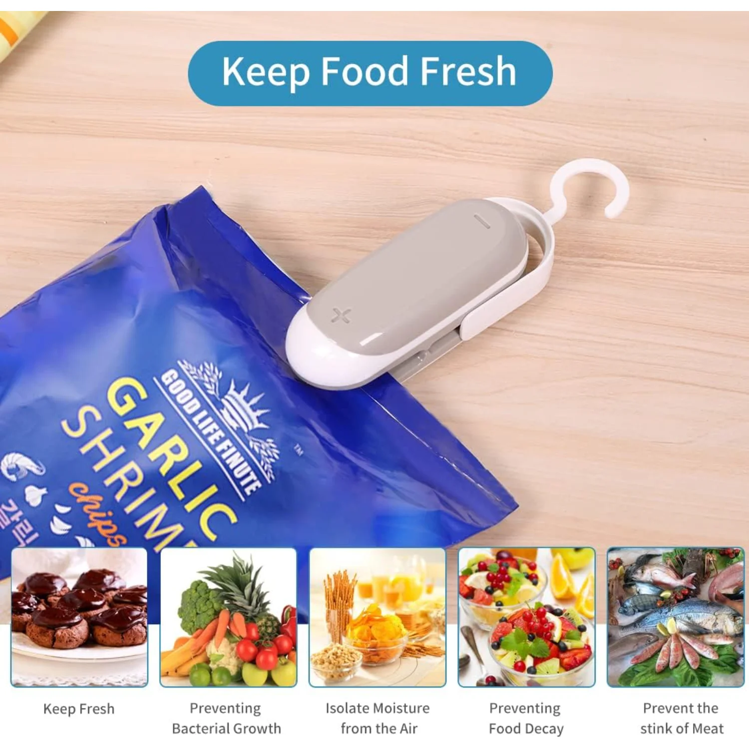 2팩 미니 백 실러, 휴대용 열 진공 실러 플라스틱 실러, 2 in 1 열 밀봉 및 비닐 봉투 식품용 미니 식품 실러