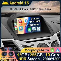 Android 15 Carplay Auto For Ford Fiesta MK7 2009 - 2017 Car Radio Stereo Multimedia Head Unit Player Navigation GPS 5G WiFi