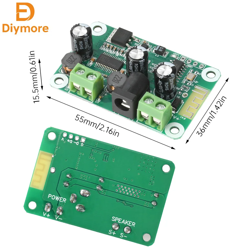 DC 9-25V TPA3110 Bluetooth 5.4 Mono Amplifier Board 30W Supports TWS Stereo Pairing  Power Supply Interface
