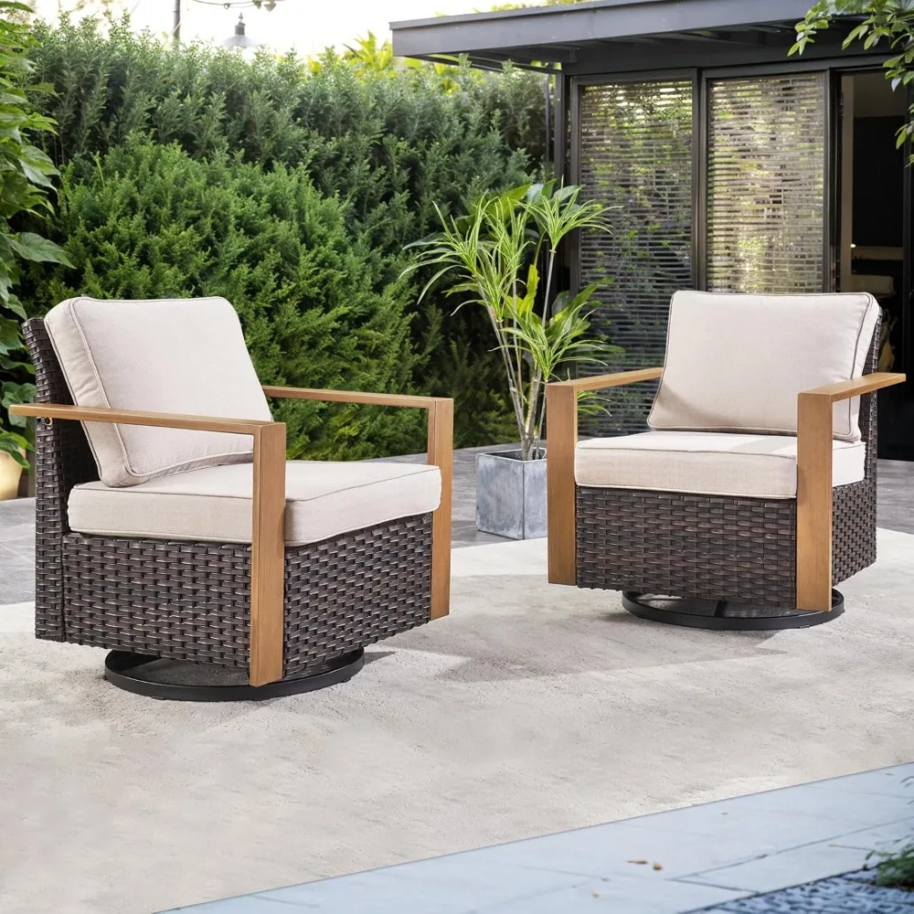 

Outdoor Terrace Swivel Rocking Chair, Rattan Terrace Swivel Rocking Chair Two-piece Set