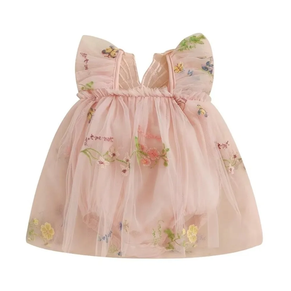 Polyester Baby Girl Tulle Dress Snap Closure Butterfly Wing Princess Party Dress Sleeveless Baby Photo Outfit Birthday Party