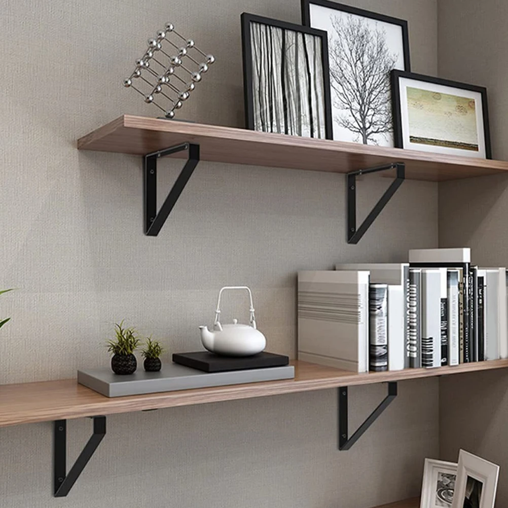 

2pcs Triangle Shelf Brackets Heavy Duty Iron Wall Mounted Shelf Supports For Diy Floating Shelves Storage Decorative Angled