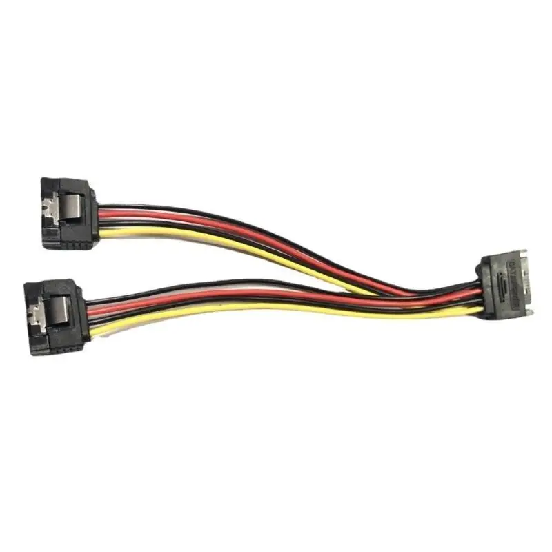 652F 15 Pin Male to Dual Female Power Splitter Adapter Cable 18AWG Copper Serial ATA Hard Drive Extension Cable