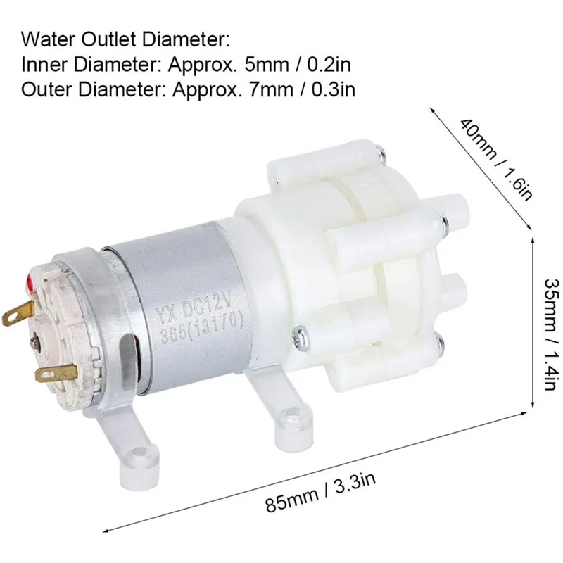 ABDE-مضخة كهربائية صغيرة ذات غشاء حوض السمك سهلة الاستخدام، مقاومة لدرجات الحرارة العالية لتبريد مياه الكمبيوتر المحمول #4