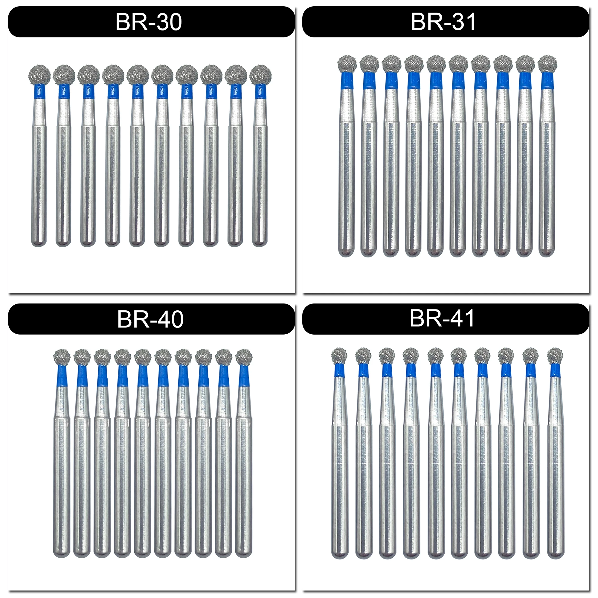 10pcs WELLCK Dental Diamond Burs Drill FG Dia-burs 1.6mm Shank for High Speed Handpiece Burs