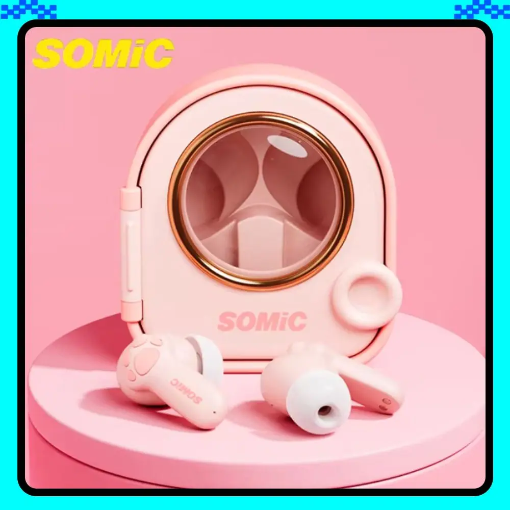 

Somic C10 Bluetooth наушники розовый милый кошачий коготь беспроводные наушники TWS музыкальные наушники Bluetooth гарнитура Kawaii Cat наушники
