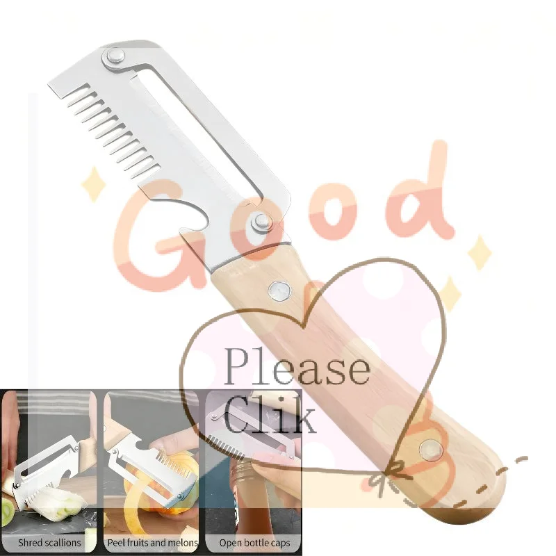 Stainless Steel Fruit Peeler Wooden Handle Paring Knife Planer Sugarcane Household Durable Thick Fruits Vegetables Scraping Tool