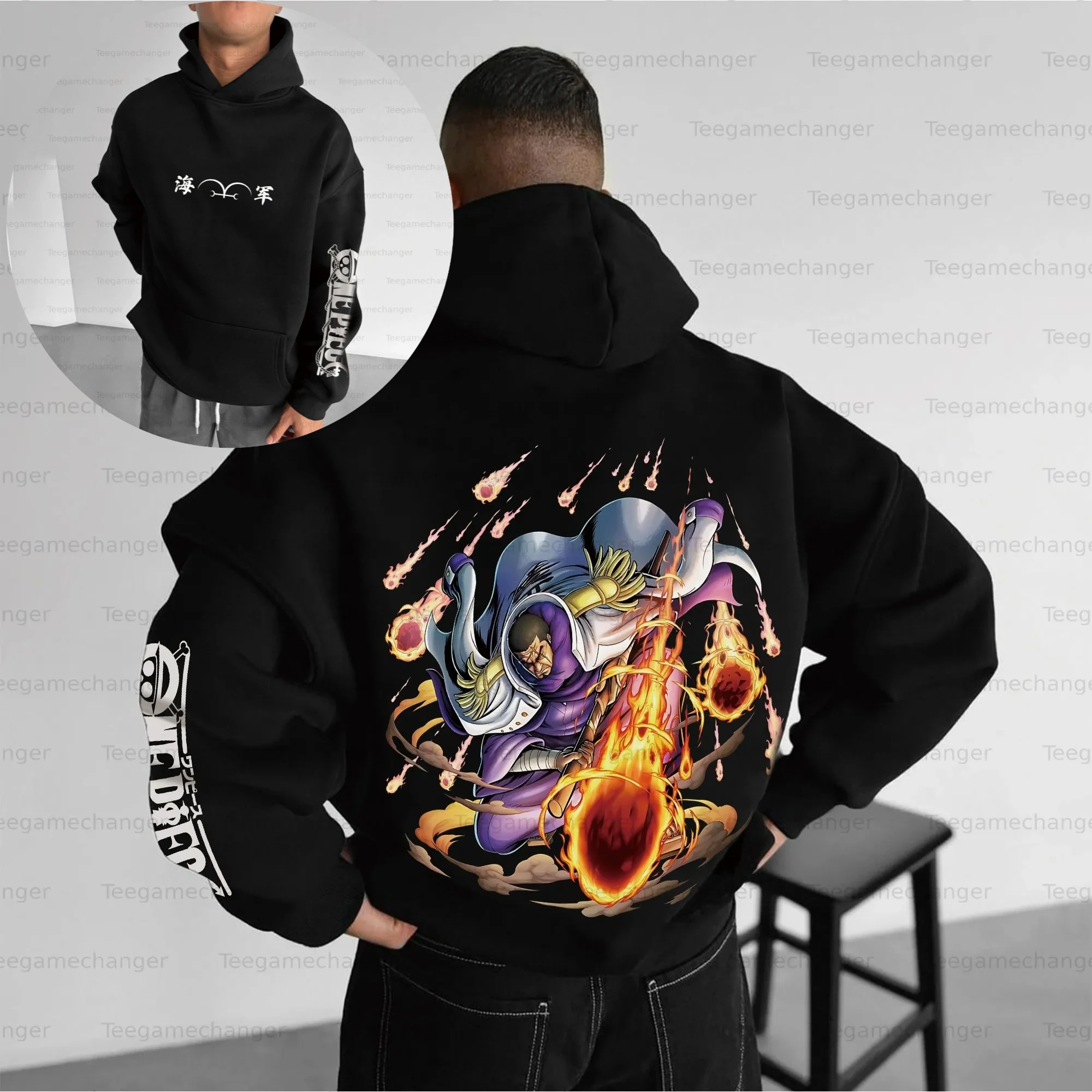 

Цельная толстовка с капюшоном Luffy Garp, темно-синяя толстовка в стиле аниме для мужчин и женщин, унисекс, пуловер с японским принтом, повседневная уличная одежда для косплея с капюшоном ​