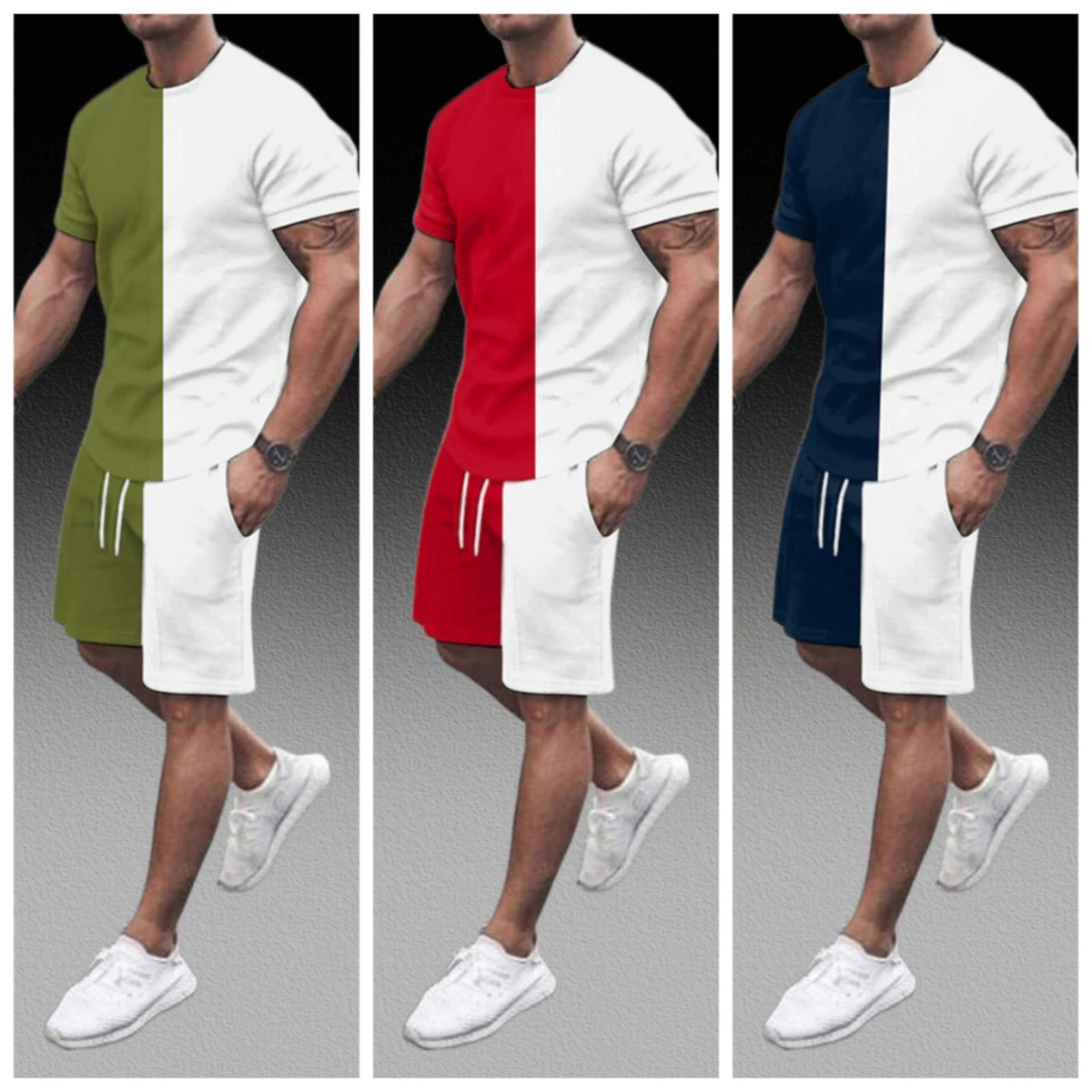 

New Men Suit Fashion 2-piece Set Men Street Short Shirts Shorts Pants Casual Oversized Comfortable Clothes Jogging Training Set