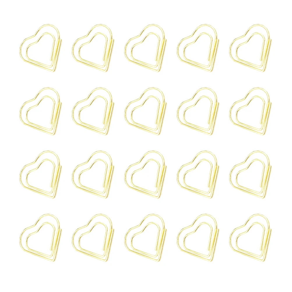 20Pcs Love Heart Paper Clips Premium Electroplated Metal Bookmark Clip for Documents Cards Sorting Cute Creative Stationery