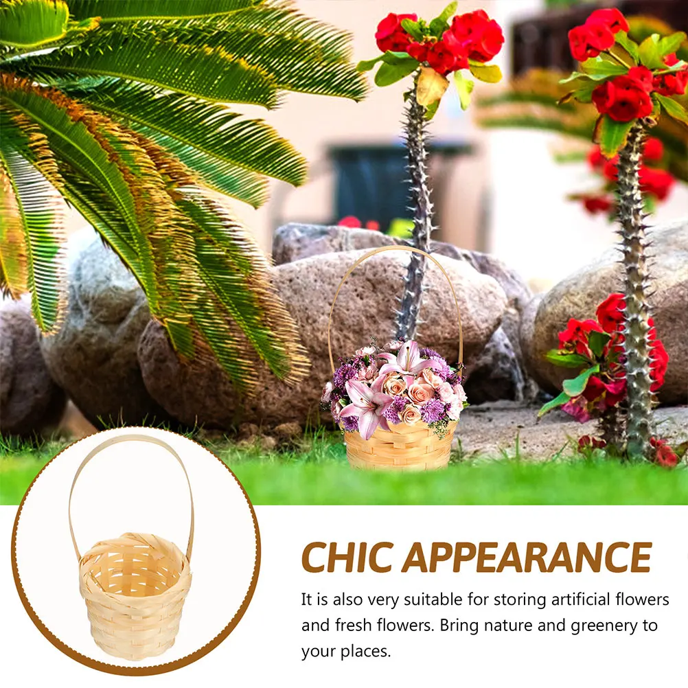

5pcs Mini Bamboo Hand Woven Baskets Small Flower Storage Home Decor Rustic Style Lightweight Easy Artificial Flowers