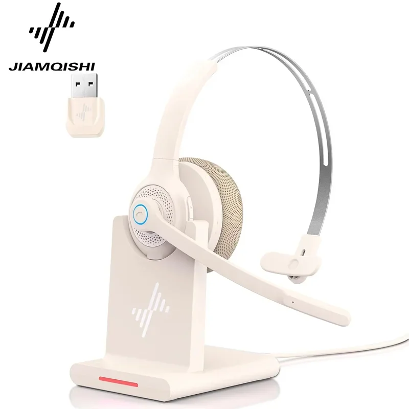 

JIAMQISHI Наушники для колл-центра с USB-ключом отключения звука для ПК/компьютера/ноутбука Bluetooth Беспроводная гарнитура с микрофоном для работы EH06