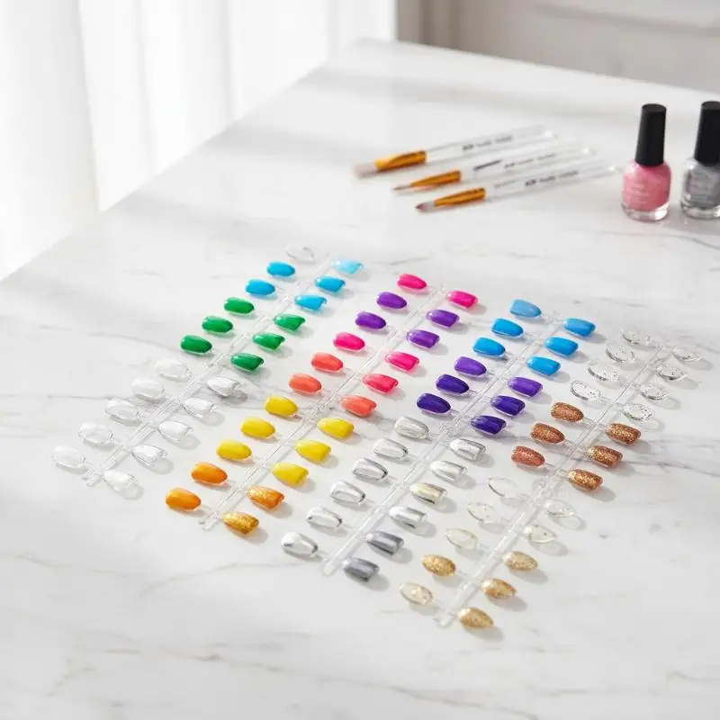 120Pcs Clear Acrylic Practice Flower Square Heart Shape Nail Tool Nail Table Color Card Display For Private Professional Salon