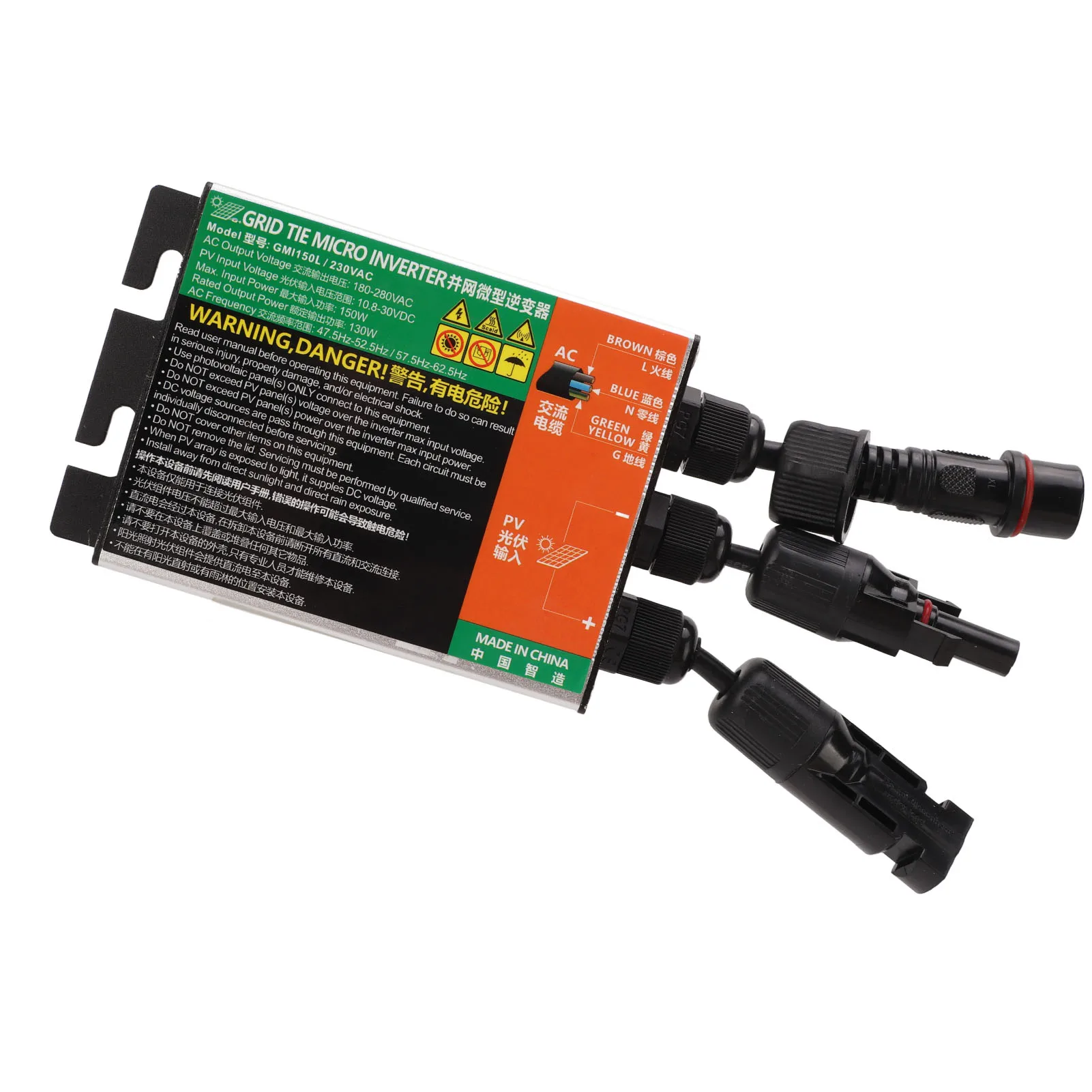 

Solar Grid Tie Inverter 150W 10.8V to 30V DC Input to AC 180V to 280V Output Grid Tie Micro Inverter for Outdoor