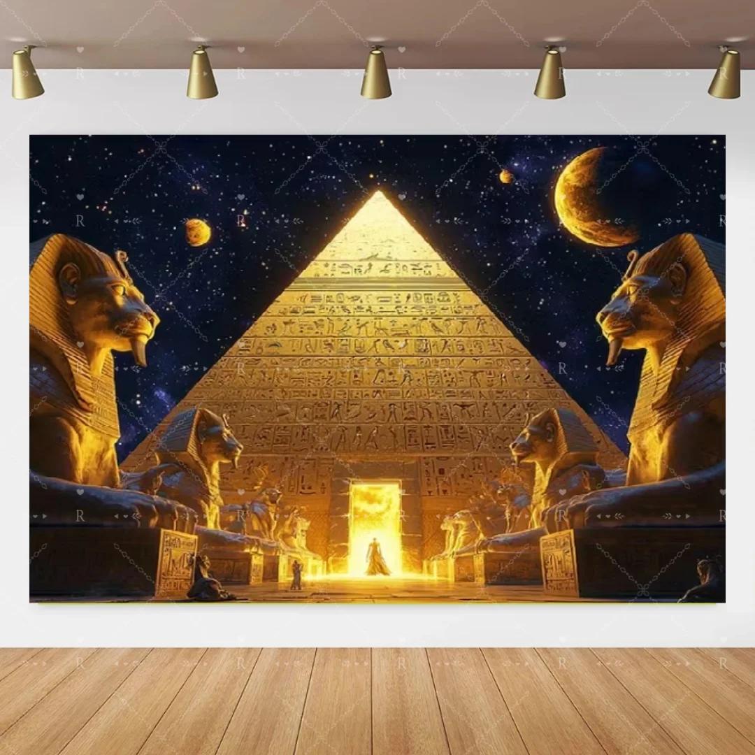 Ägyptische Pyramiden Themenhintergrund Säulen Wüste Sphinx von Ägypten Kulisse Heimdekoration Porträtfotografie Banner Requisite Geschenk – Detail 5