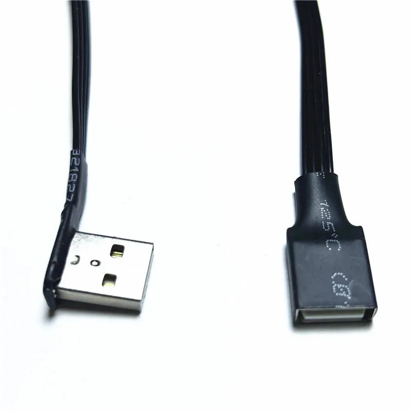 2.0 USB kąt nachylenia 90 stopni męski na żeński Super płaski Adapter elastyczne przedłużenie kabel męski na żeński USB2.0