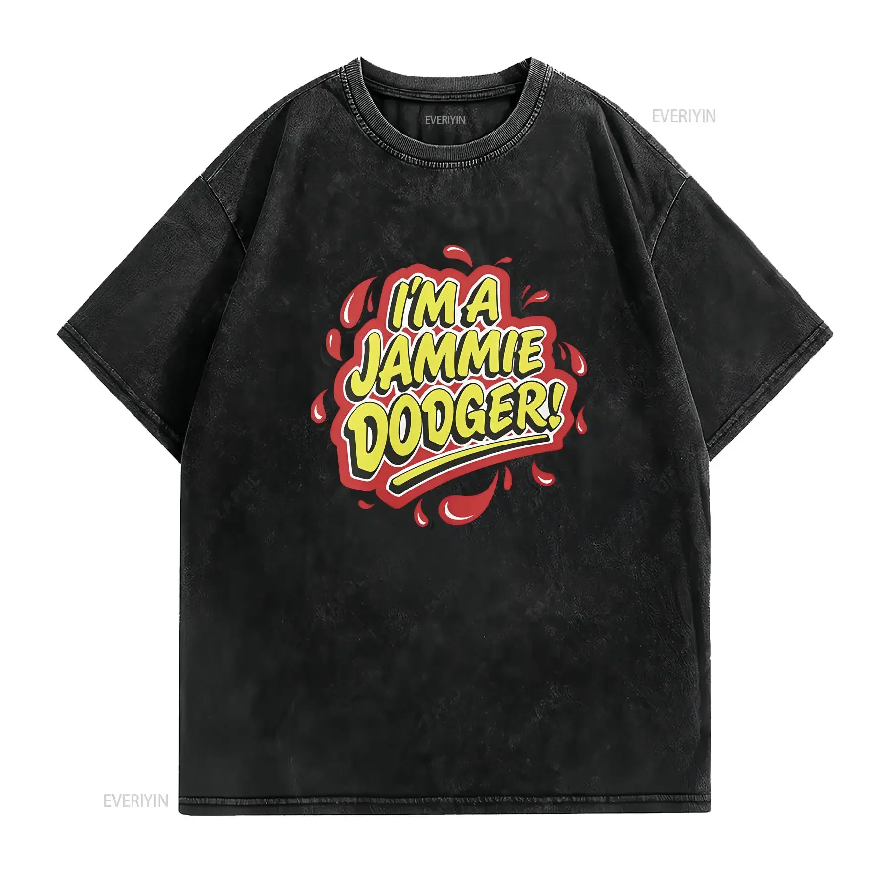 Retro Fun I'm A Jammie Dodger Splat T shirt Adult  Cool Party Top or Novelty  vintage Washed Breathable Versatile fashion
